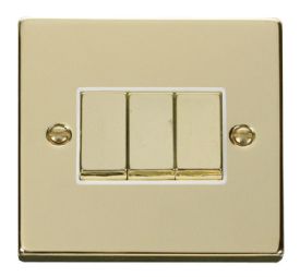 VPBR413WH  Deco Victorian 3 Gang 2 Way ‘Ingot’ 10AX Switch